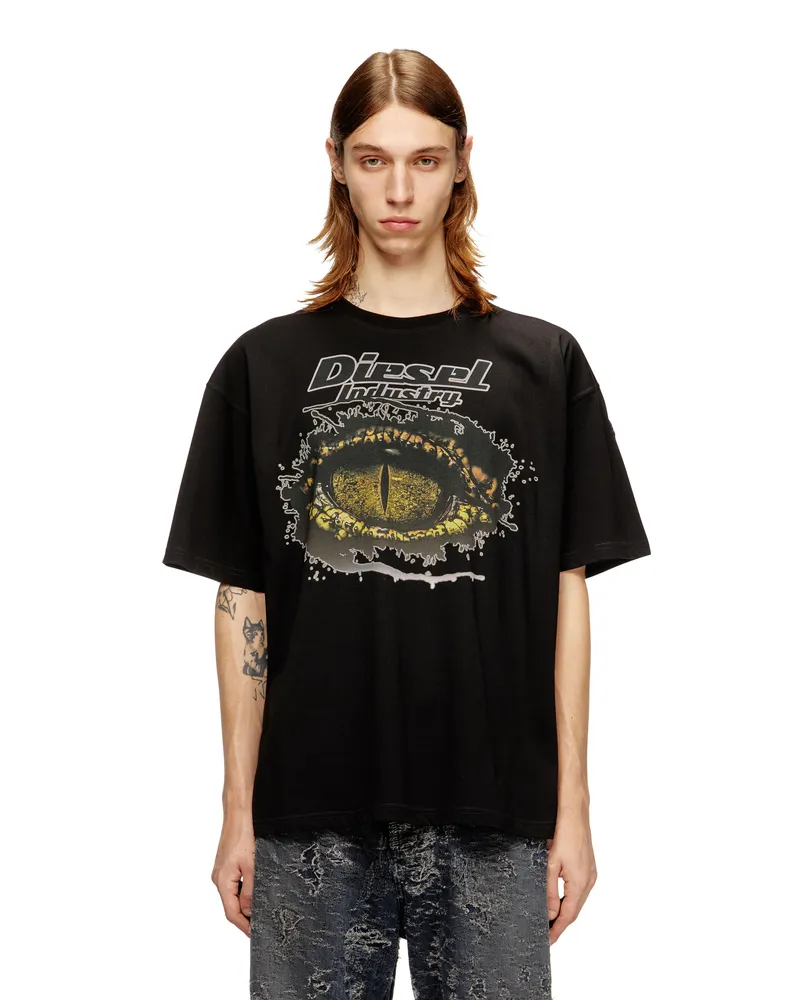 Diesel Baumwoll-T-Shirt mit Digitaldruck. - T-Shirts - Herren - Schwarz Schwarz