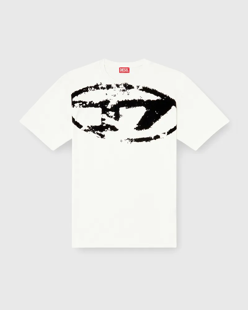 Diesel T-Shirt mit beflocktem Distressed-Logo - T-Shirts - Herren - Weiss Weiss