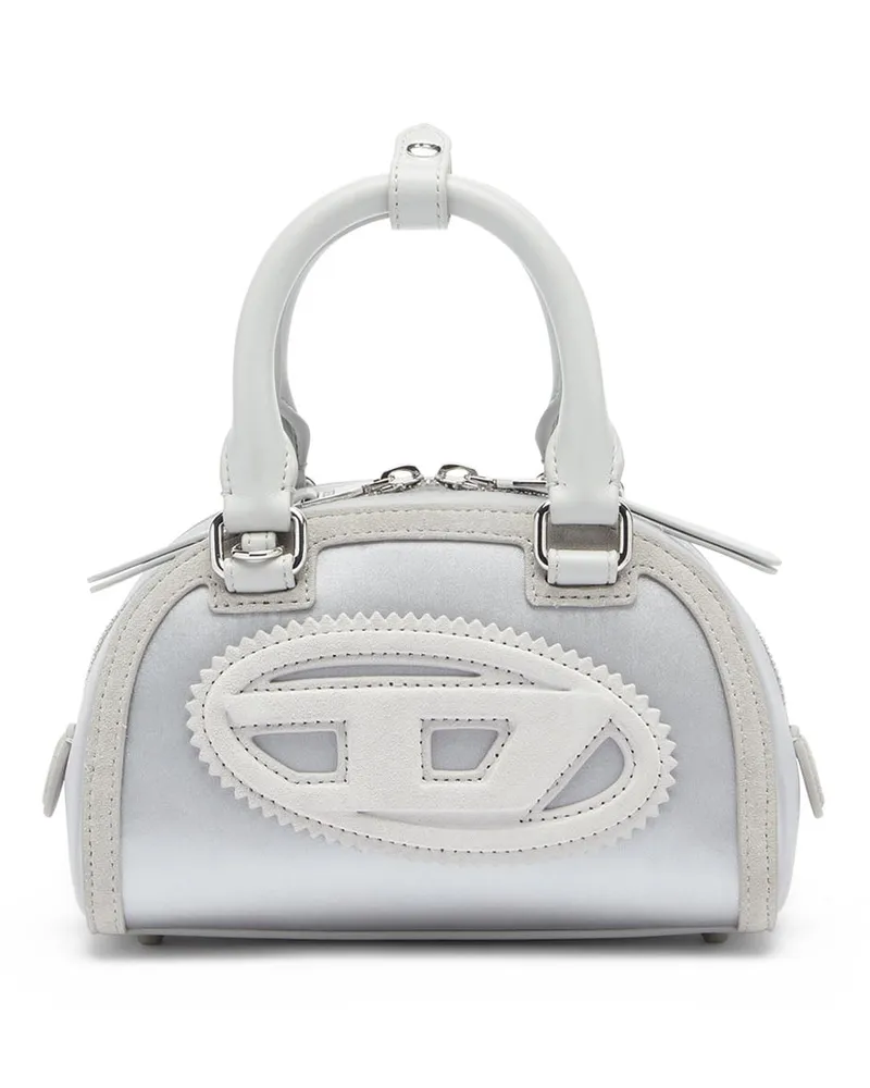 Diesel 1DR Dome - Kleine-Umhängetasche aus Satin und Velours - Schultertaschen - Damen - Silber Silber