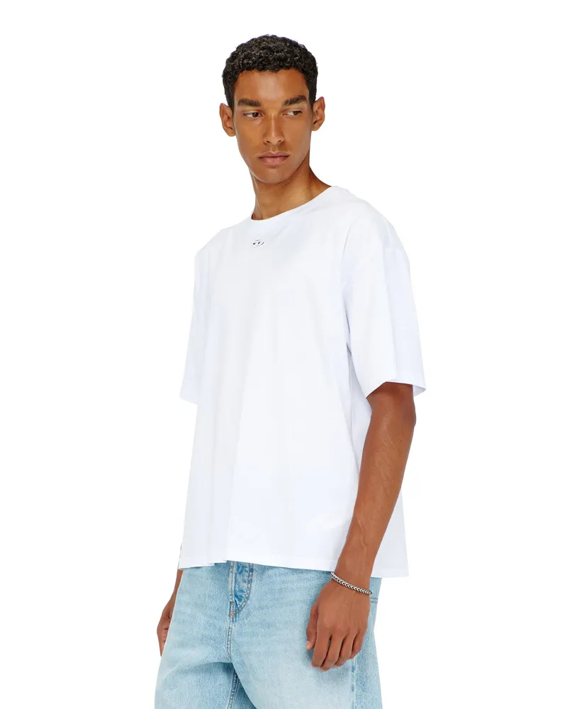 Diesel Locker geschnittenes Baumwoll-T-Shirt mit Oval D Stickerei - T-Shirts - Herren - Weiss Weiss