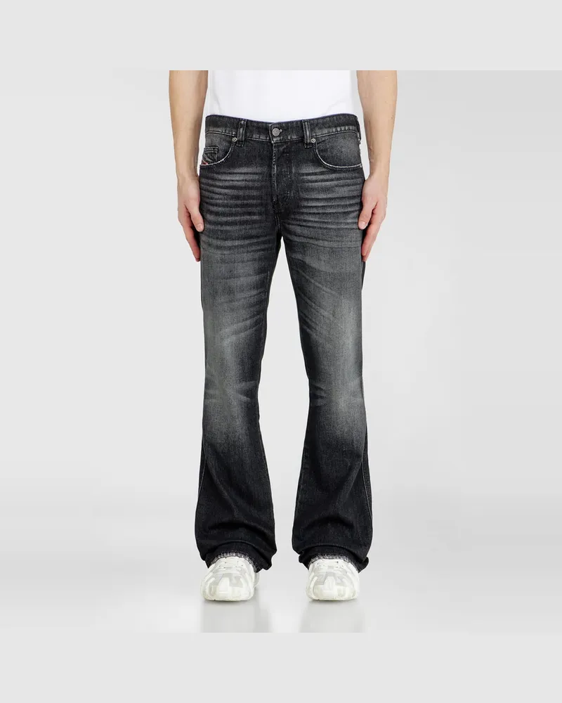 Diesel Bootcut Jeans Regular Waist 1998 D-Buck, Schwarz/Dunkelgrau, Knopfverschluss Schwarz