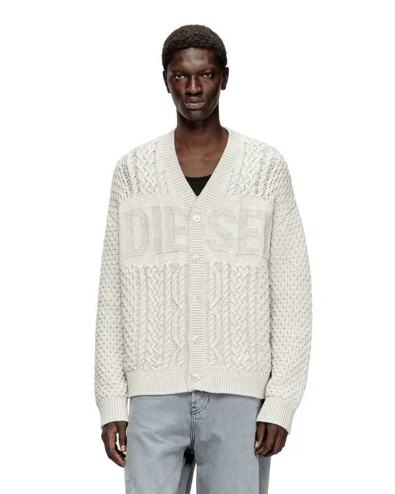 Diesel Zopfmuster-Strickjacke mit Diesel-Logo - Strickwaren - Herren - Grau Grau