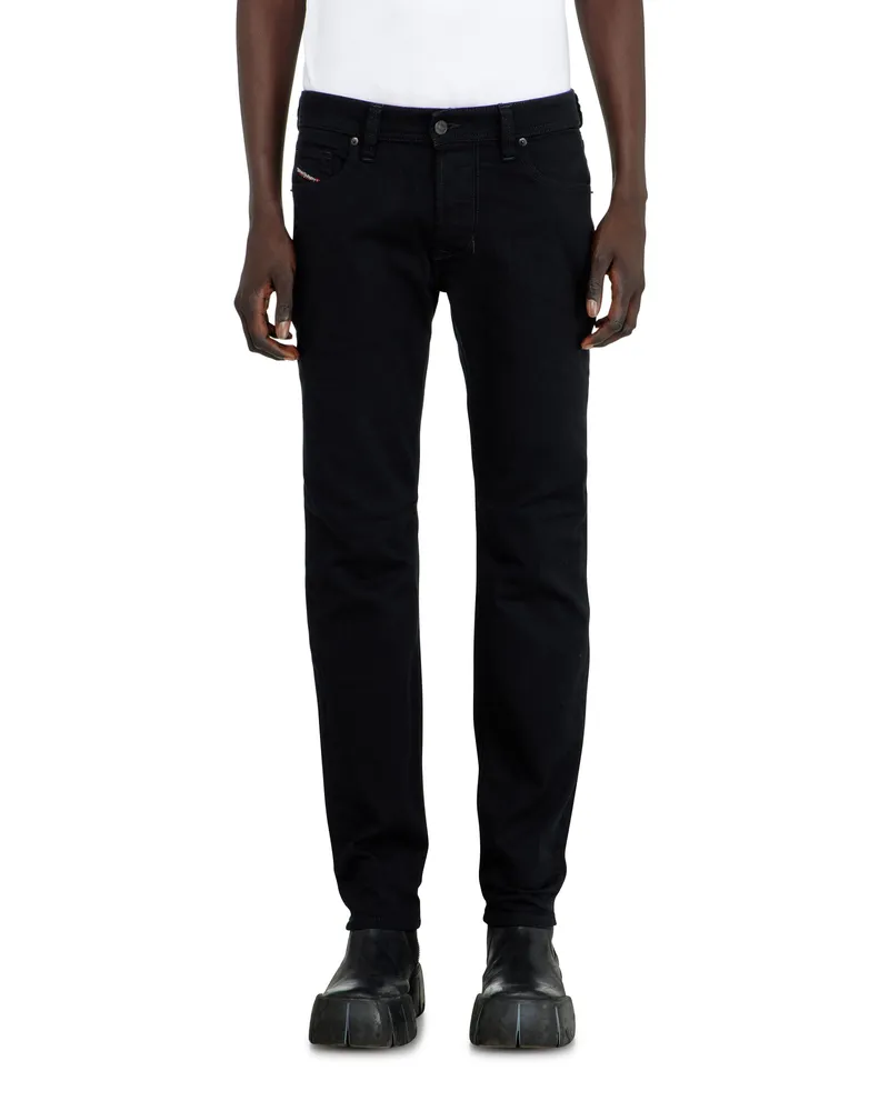 Diesel Regular Jeans Low Waist 1986 Larkee-Beex, Schwarz/Dunkelgrau, Knopfverschluss Schwarz