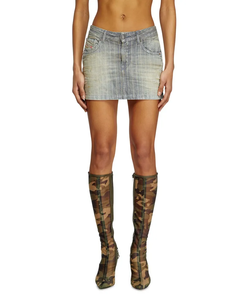 Diesel Minirock aus gestreiftem Indigo-Denim - Röcke - Damen - Blau Blau