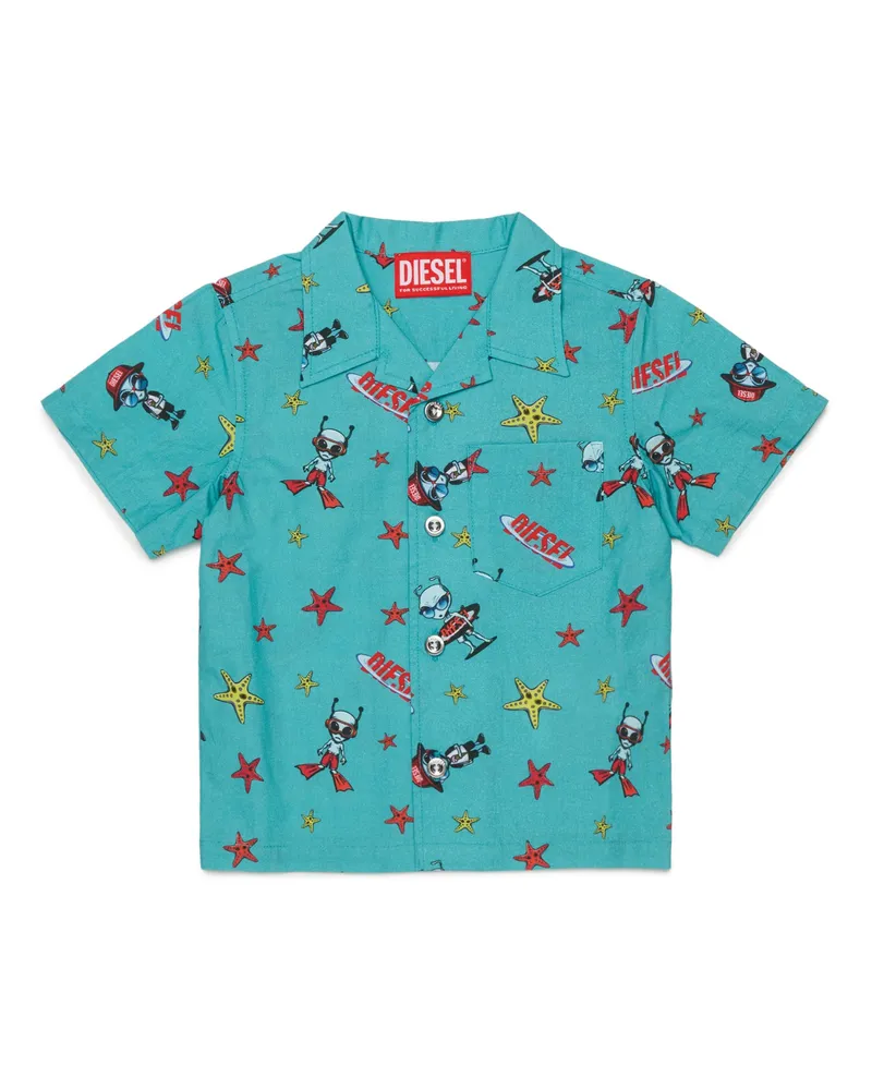 Diesel Baumwollhemd mit Allover-Prints - Beachwear - Herren - Grün Grün