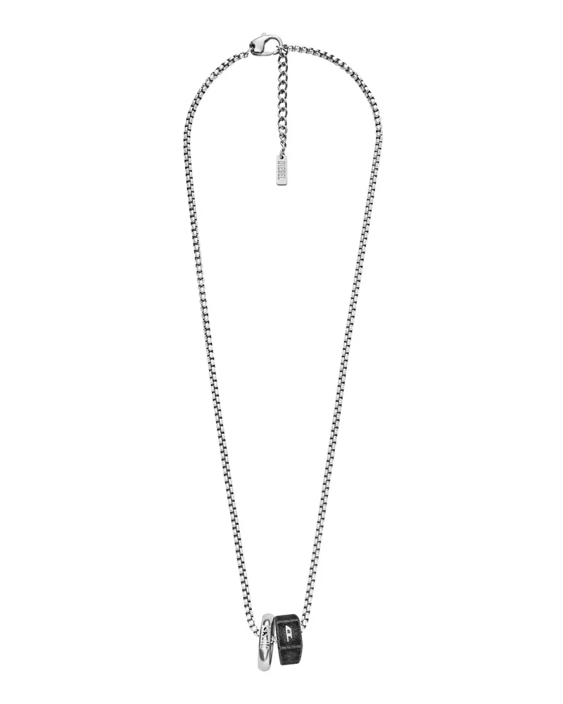 Diesel Set aus Halskette und Ohrringen aus Edelstahl - Halsketten - Unisex - Silber Silber