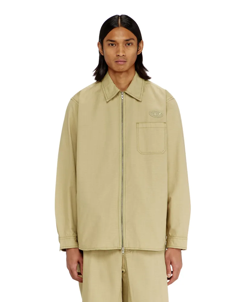 Diesel Ripstop-Hemd mit Reißverschluss - Hemden - Herren - Beige Beige
