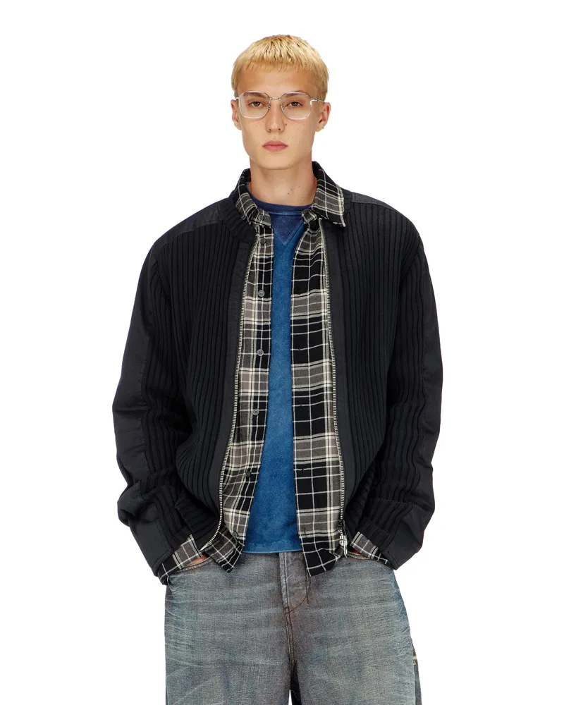 Diesel Reißverschluss-Cardigan mit Utility-Einsätzen - Strickwaren - Herren - Schwarz Schwarz