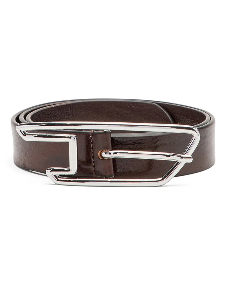 Diesel 3 cm breiter Gürtel aus gewachstem Leder mit D-Logo-Schnalle - Gürtel - Unisex - Braun Braun