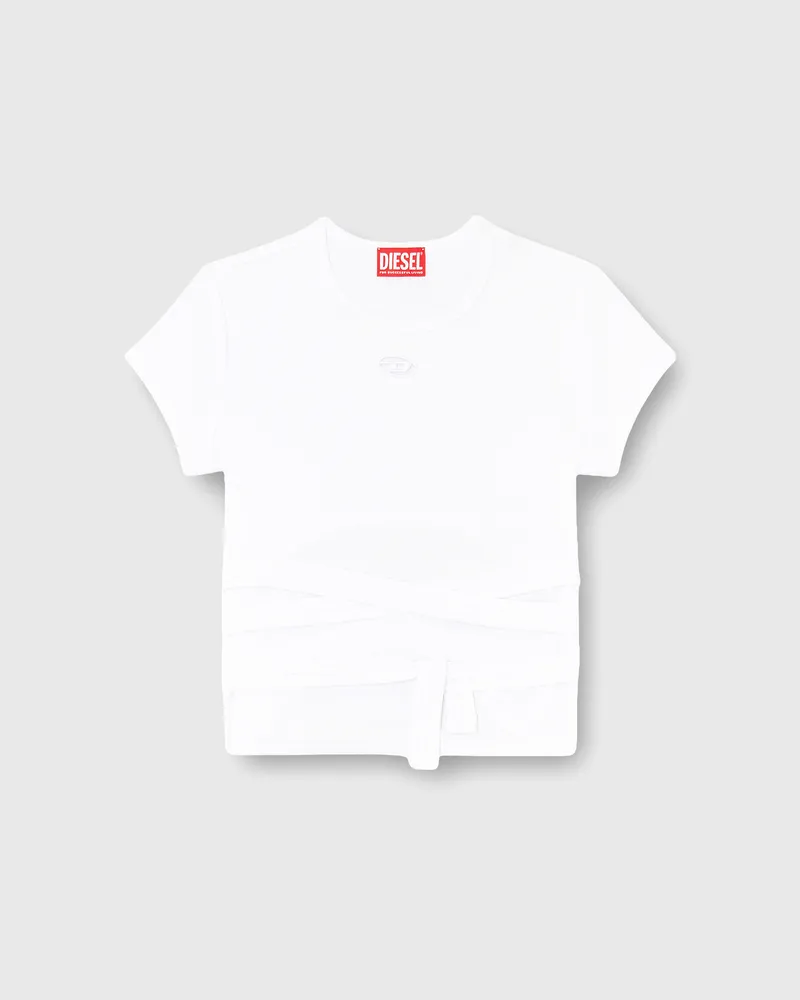 Diesel Geripptes Top mit Wickelschnüren - T-Shirts - Damen - Weiss Weiss