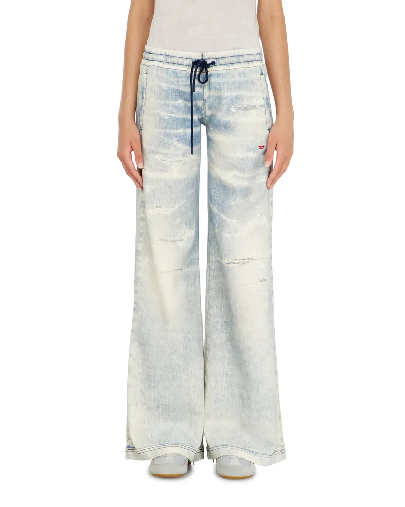 Diesel Relaxed Low Waist 2078 D-Ainty Joggjeans, Hellblau, Elastischer Bund Blau