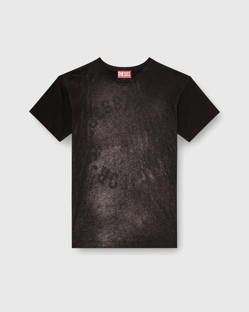 Diesel Baumwoll-T-Shirt mit Rundhalsausschnitt und Folienprint - T-Shirts - Herren - Schwarz Schwarz