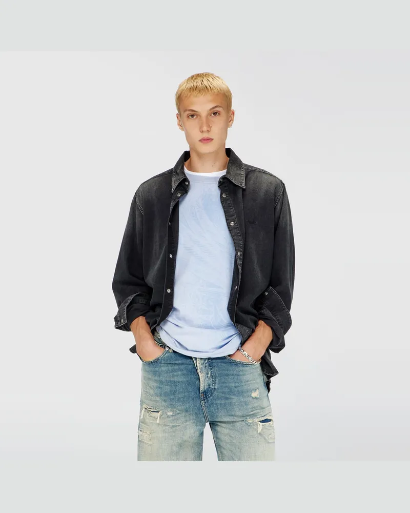 Diesel Langärmeliges Denimhemd - Denimhemden - Herren - Schwarz Schwarz