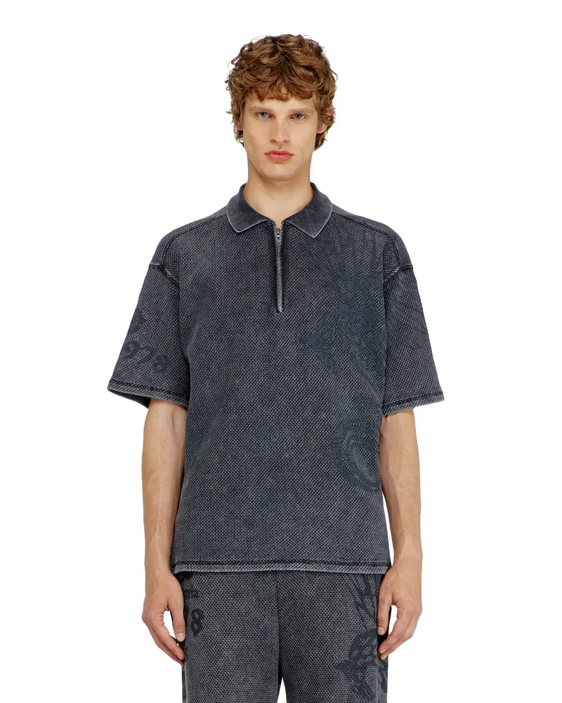 Diesel Mesh-Jacquard-Poloshirt mit Phoenix-Print - Polohemden - Herren - Grau Grau