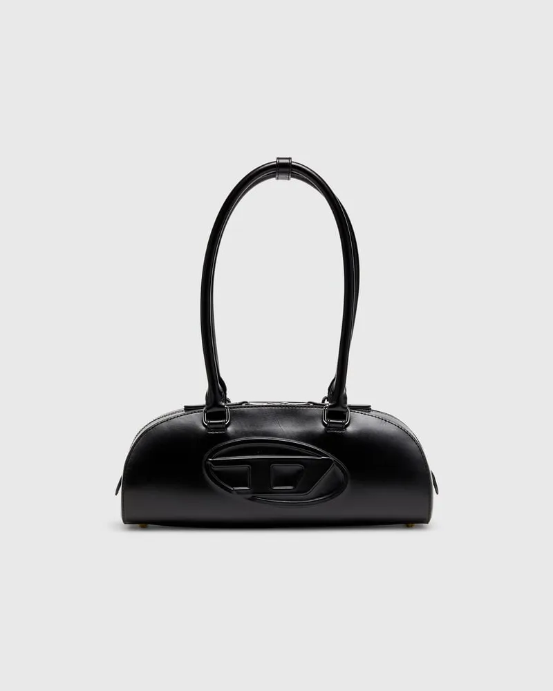 Diesel 1DR Dome - Langgezogene Bowlingtasche aus Leder - Schultertaschen - Damen - Schwarz Schwarz