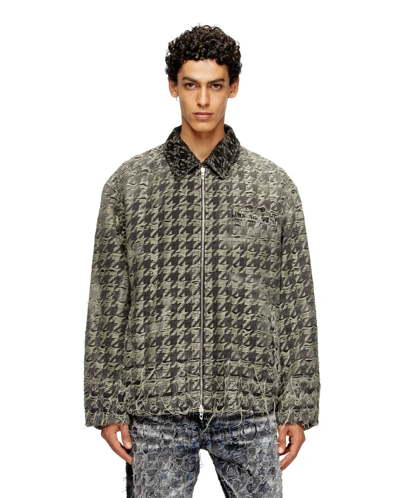 Diesel Jacke aus Jeansgewebe mit Hahnentritt-Muster - Denim jacken - Herren - Schwarz Schwarz