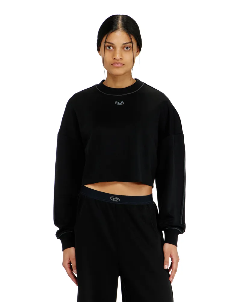 Diesel Crop-Top aus leichtem stretch scuba - Oberteile - Damen - Schwarz Schwarz