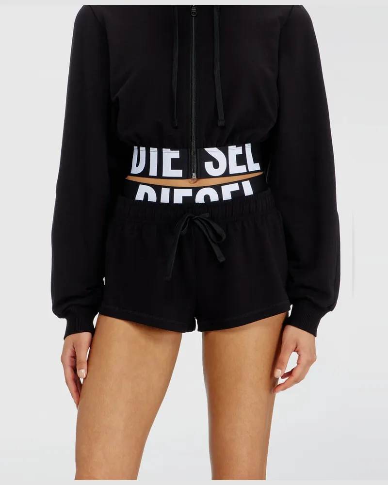 Diesel Kurze Hose aus Baumwollfrottee mit Diesel-Logo - Hosen - Damen - Schwarz Schwarz