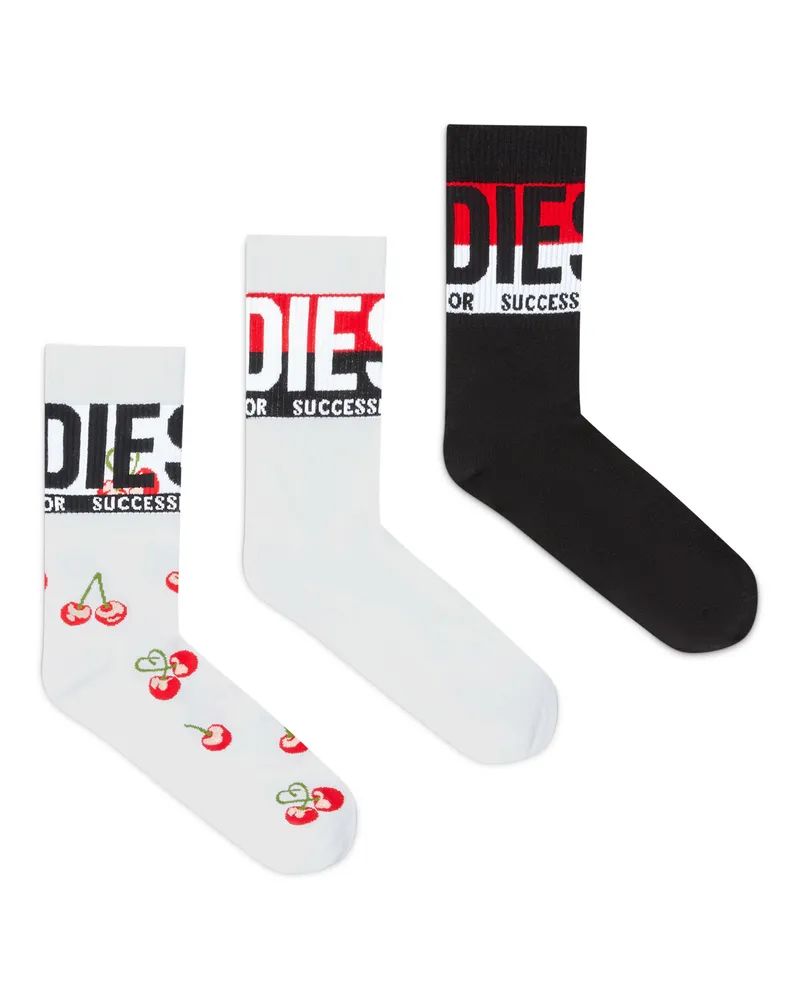Diesel Three-pack of cotton socks with jacquard motifs - Socken - Herren - Bunt Bunt
