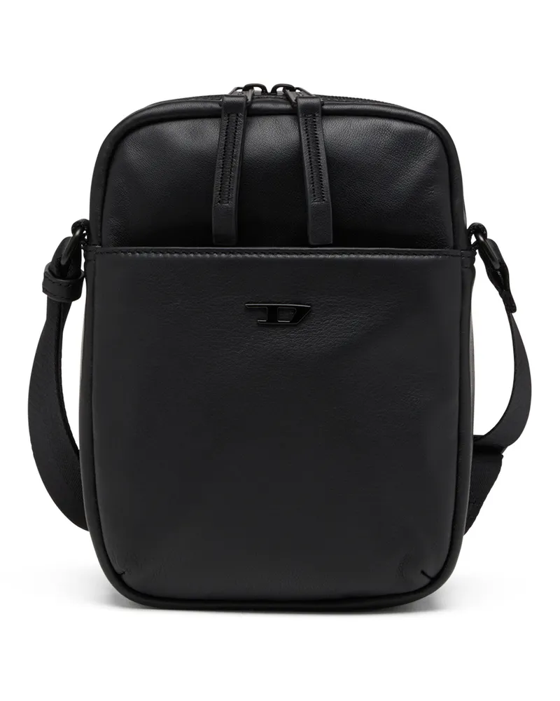 Diesel Rave-Crossbody-Tasche aus Leder mit Ton in Ton D aus Metall - Schultertaschen - Herren - Schwarz Schwarz
