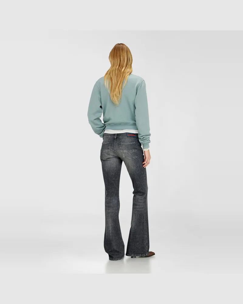 Diesel Bootcut Jeans Low Waist D-Hush, Schwarz/Dunkelgrau, Reißverschluss Schwarz