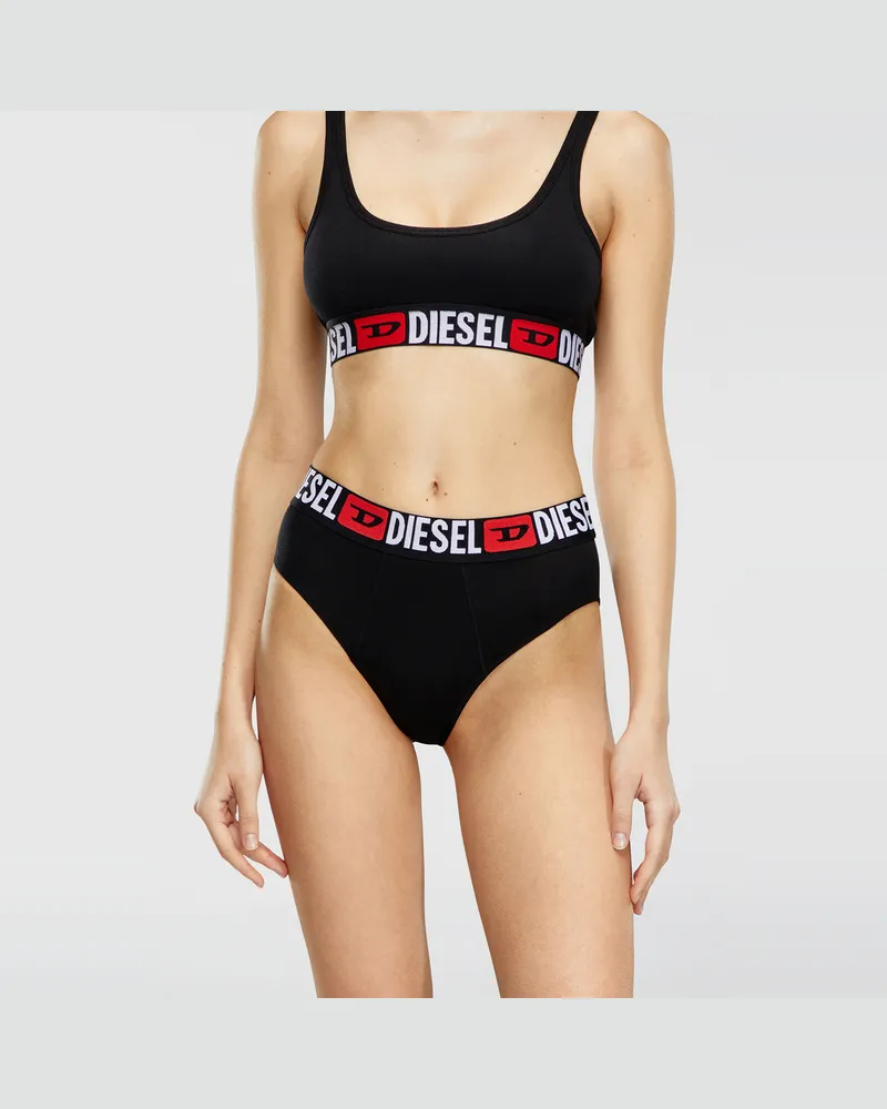 Diesel Gerippte Briefs mit hohem Bund im Dreierpack - Panties - Damen - Schwarz Schwarz