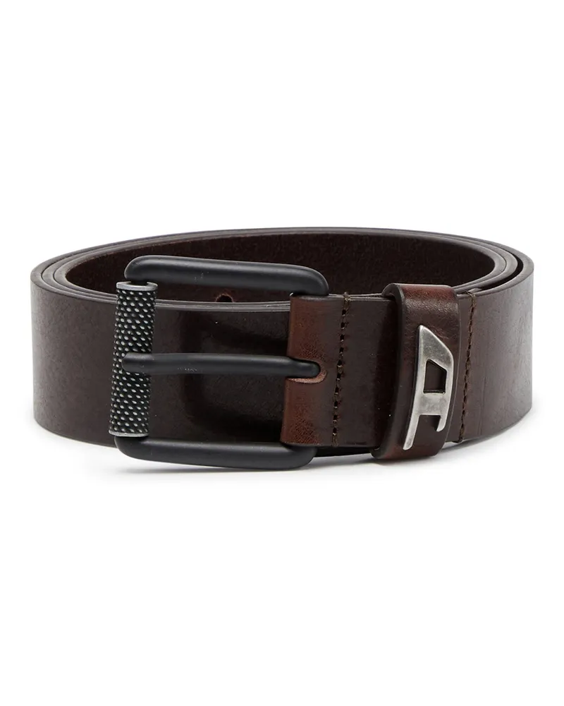 Diesel 3.5cm Gürtel aus glänzendem Leder mit Logo-Schlaufe - Gürtel - Herren - Braun Braun