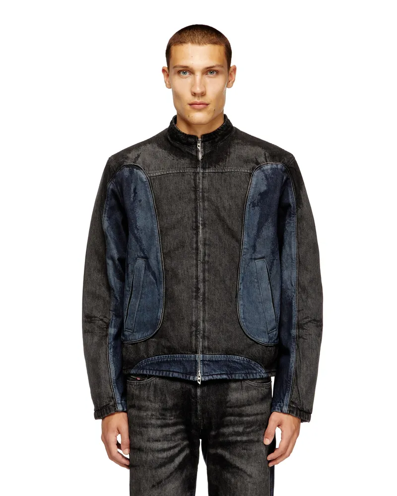 Diesel Bikerjacke aus zweifarbigem Denim - Denim jacken - Herren - Bunt Bunt