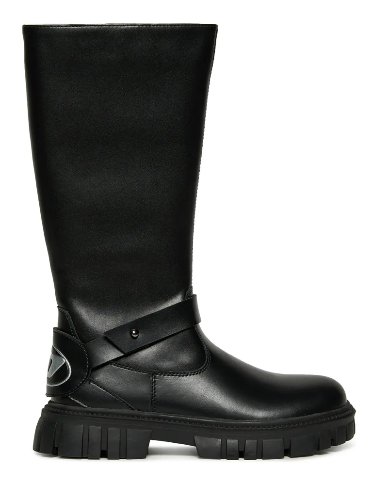 Diesel D-Hammer Hohe Lederstiefel - Schuhe - Unisex - Schwarz Schwarz