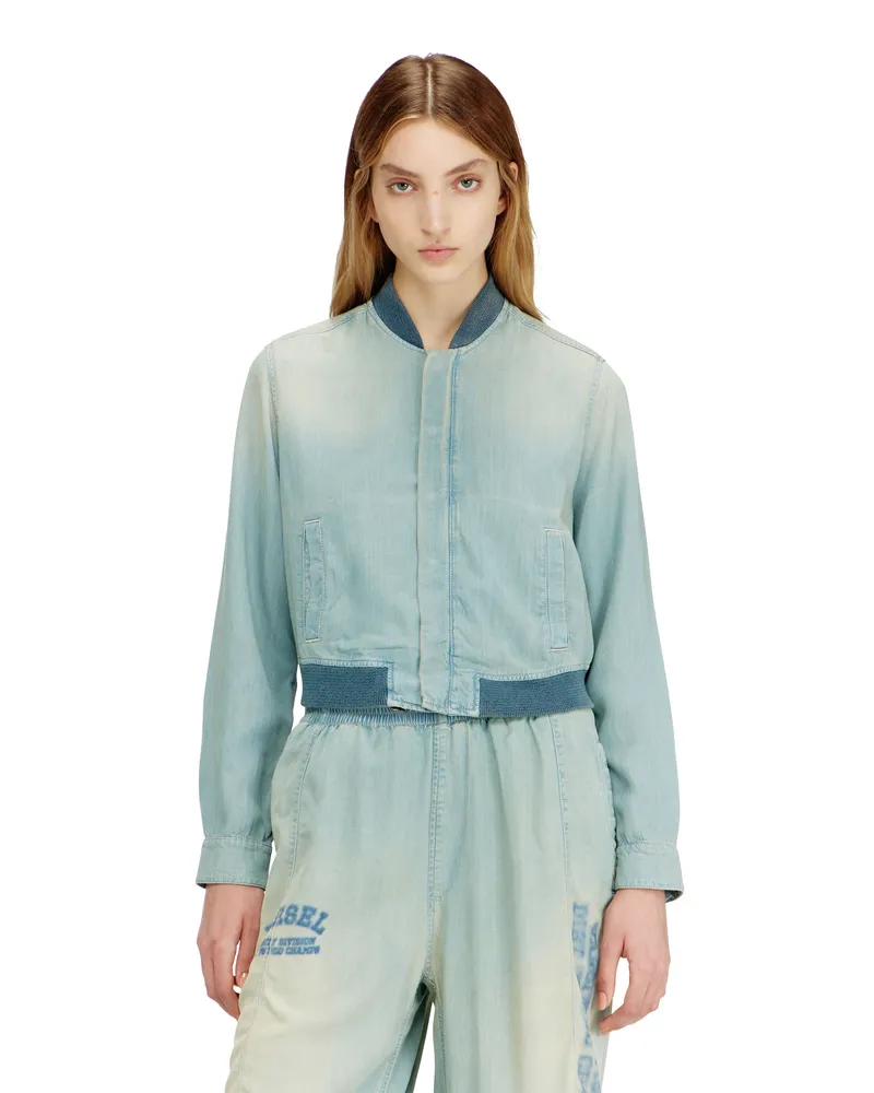 Diesel Bomber-Hemd aus fließendem Denim mit Schmutzeffekt - Denim jacken - Damen - Blau Blau
