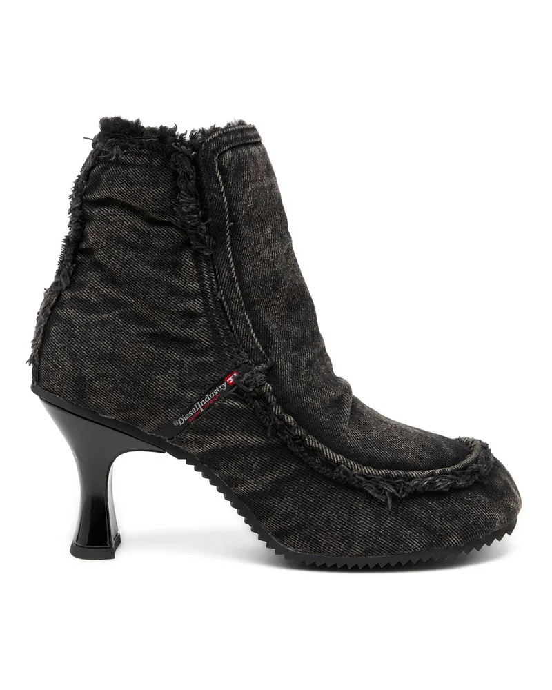 Diesel D-Woodstock - Stiefel aus Denim mit Absatz - Stiefeletten - Damen - Schwarz Schwarz