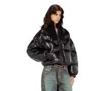Daunen-Steppjacke aus Ripstop mit Strickkragen - Winterjacken - Damen - Schwarz