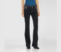 Bootcut Jeans Low Waist 1969 D-Ebbey, Schwarz/Dunkelgrau, Reißverschluss