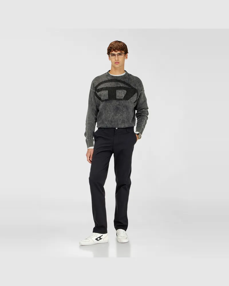 Diesel Pullover mit Denim-Effekt und Oval D Logo - Strickwaren - Herren - Schwarz Schwarz