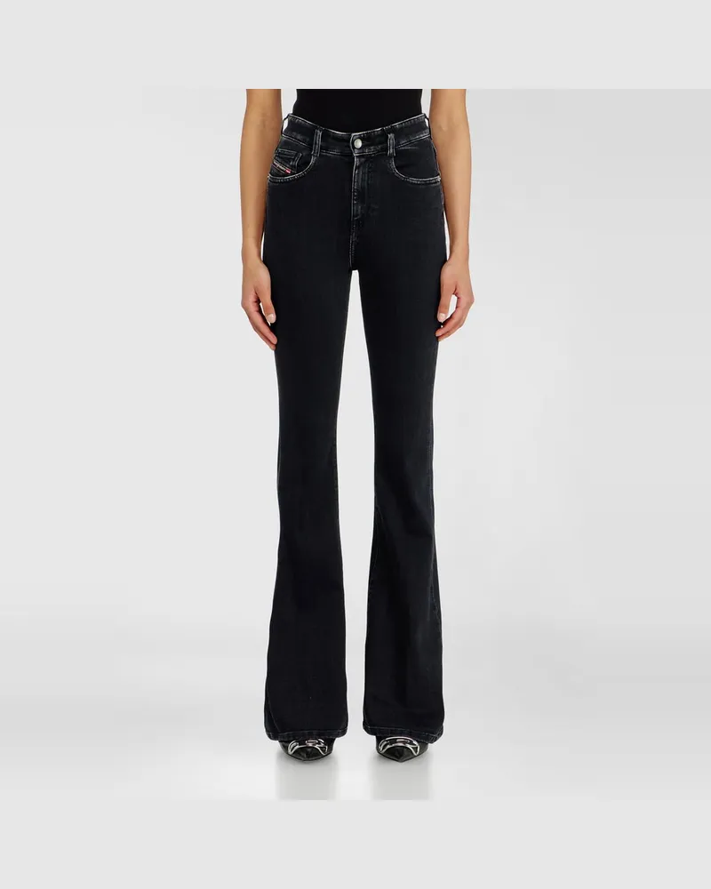 Diesel Bootcut Jeans High Waist 1973 D-Partt, Schwarz/Dunkelgrau, Reißverschluss Schwarz