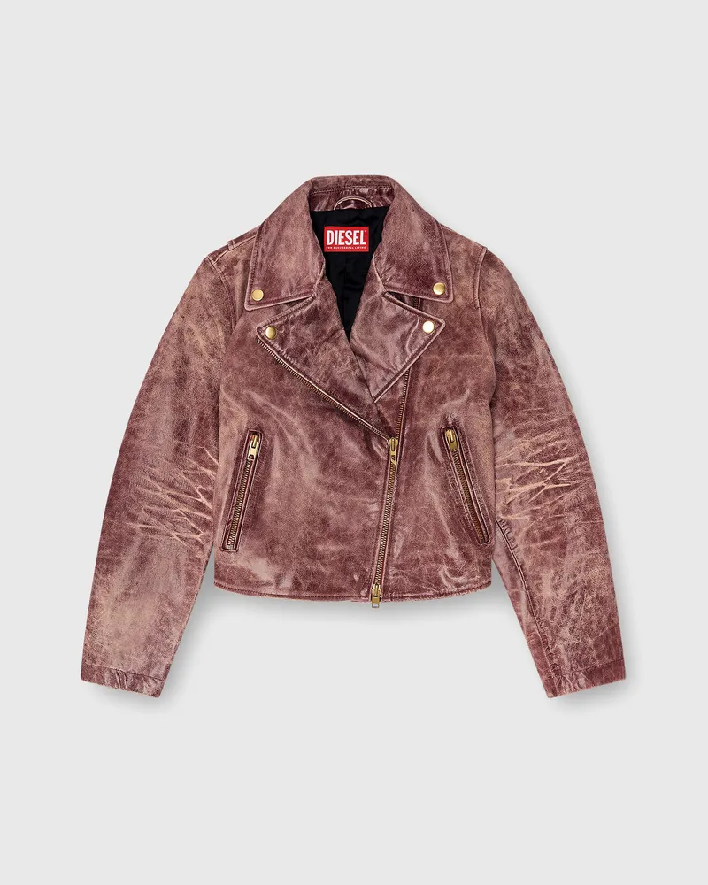 Diesel Biker-Jacke aus behandeltem Leder - Lederjacken - Damen - Rot Rot