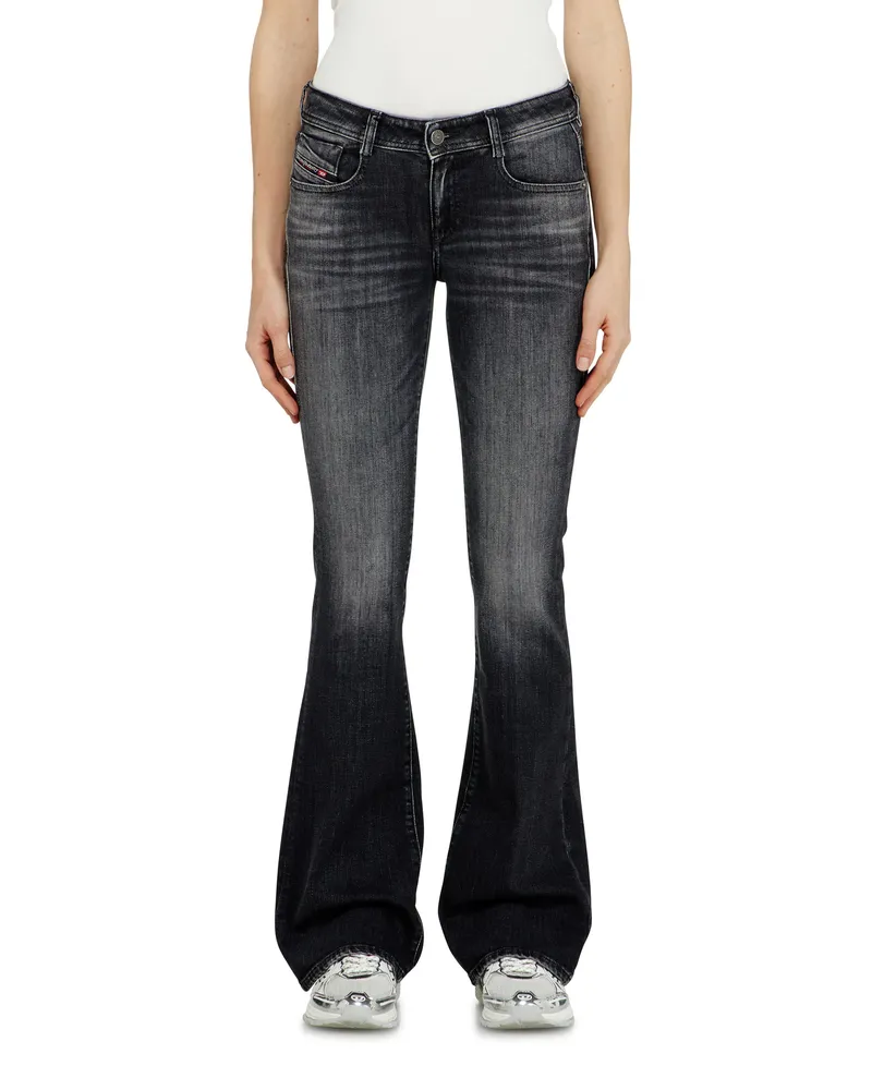 Diesel Bootcut Jeans Low Waist 1969 D-Ebbey, Schwarz/Dunkelgrau, Reißverschluss Schwarz