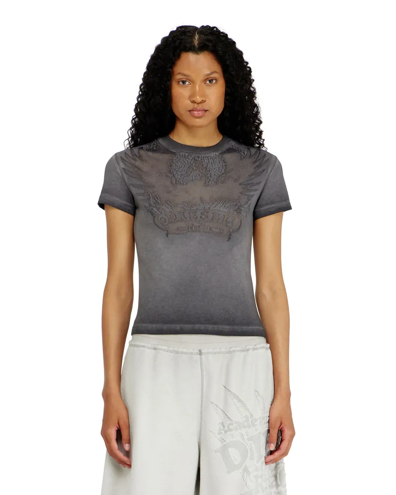 Diesel Slim T-shirt mit dévoré Phoenix - T-Shirts - Damen - Grau Grau