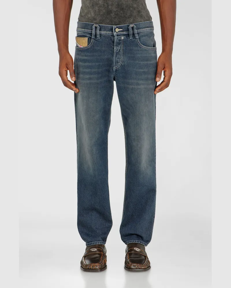 Diesel Regular Jeans Regular Waist 2023 D-Finitive, Mittelblau, Knopfverschluss Blau