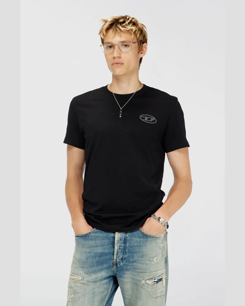 Diesel T-Shirt aus Baumwolle mit Oval D Logo - T-Shirts - Herren - Schwarz Schwarz