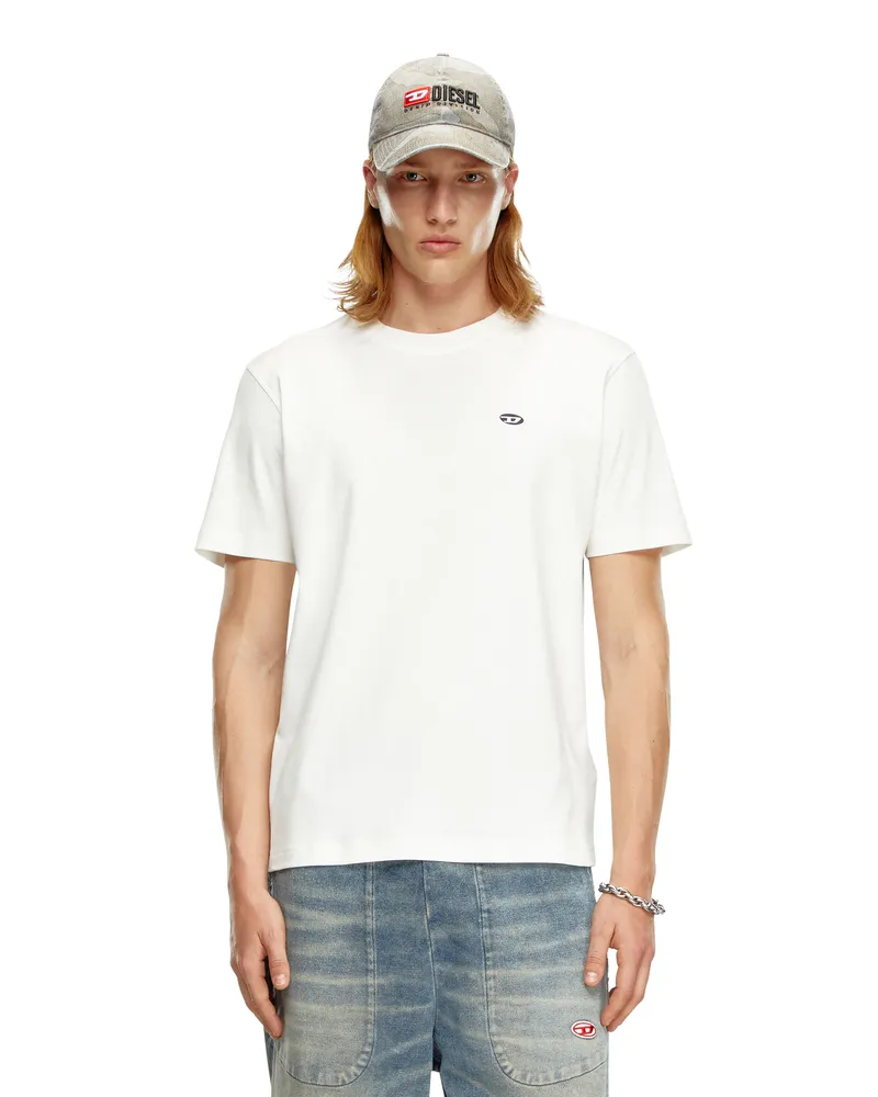 Diesel T-Shirt mit oval D-Patch - T-Shirts - Herren - Weiss Weiss