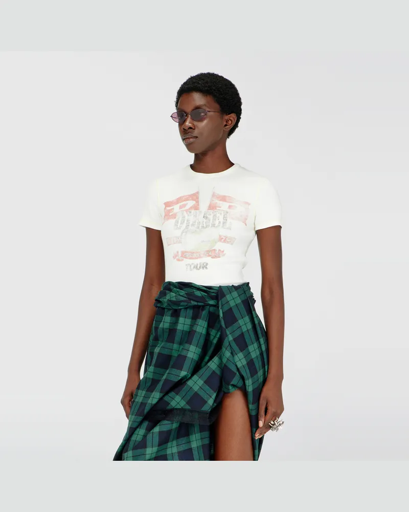 Diesel Geripptes T-Shirt mit Konzertgrafiken - T-Shirts - Damen - Weiss Weiss