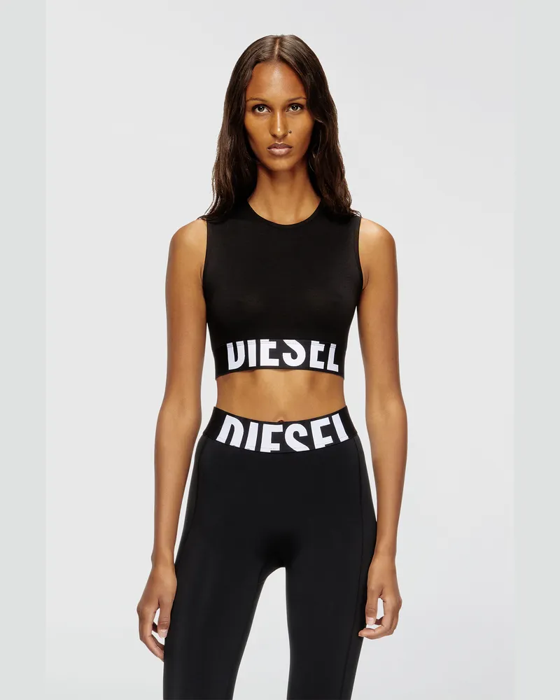 Diesel Verkürztes Tanktop mit Cut-off-Logo - Oberteile - Damen - Schwarz Schwarz