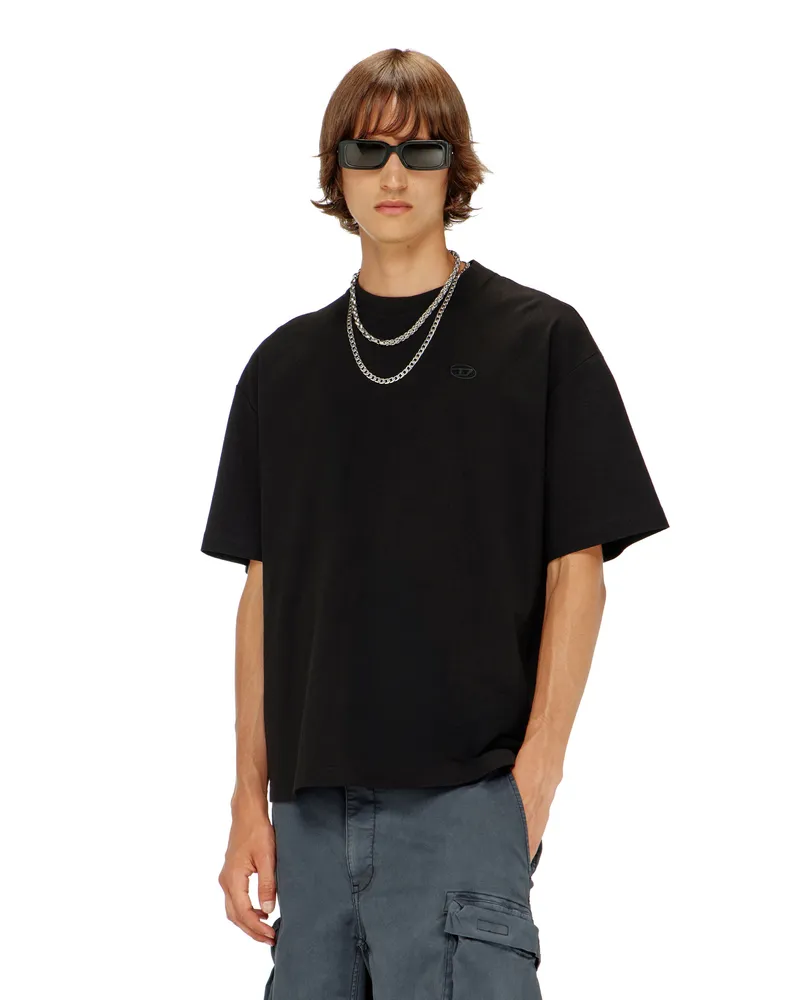 Diesel T-Shirt mit großer Oval D-Stickerei - T-Shirts - Herren - Schwarz Schwarz