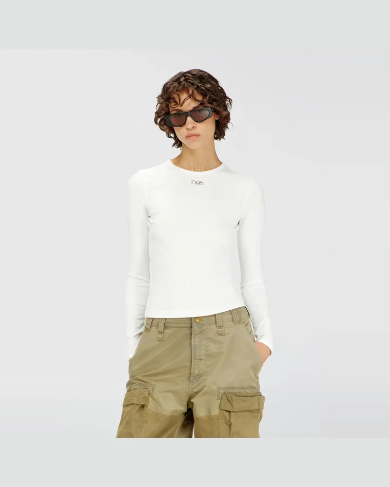 Diesel Baumwollpullover mit Oval-D-Logo - T-Shirts - Damen - Weiss Weiss