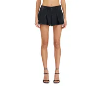 Shorts aus-Denim mit Falten vorn - Kurze Hosen - Damen - Schwarz