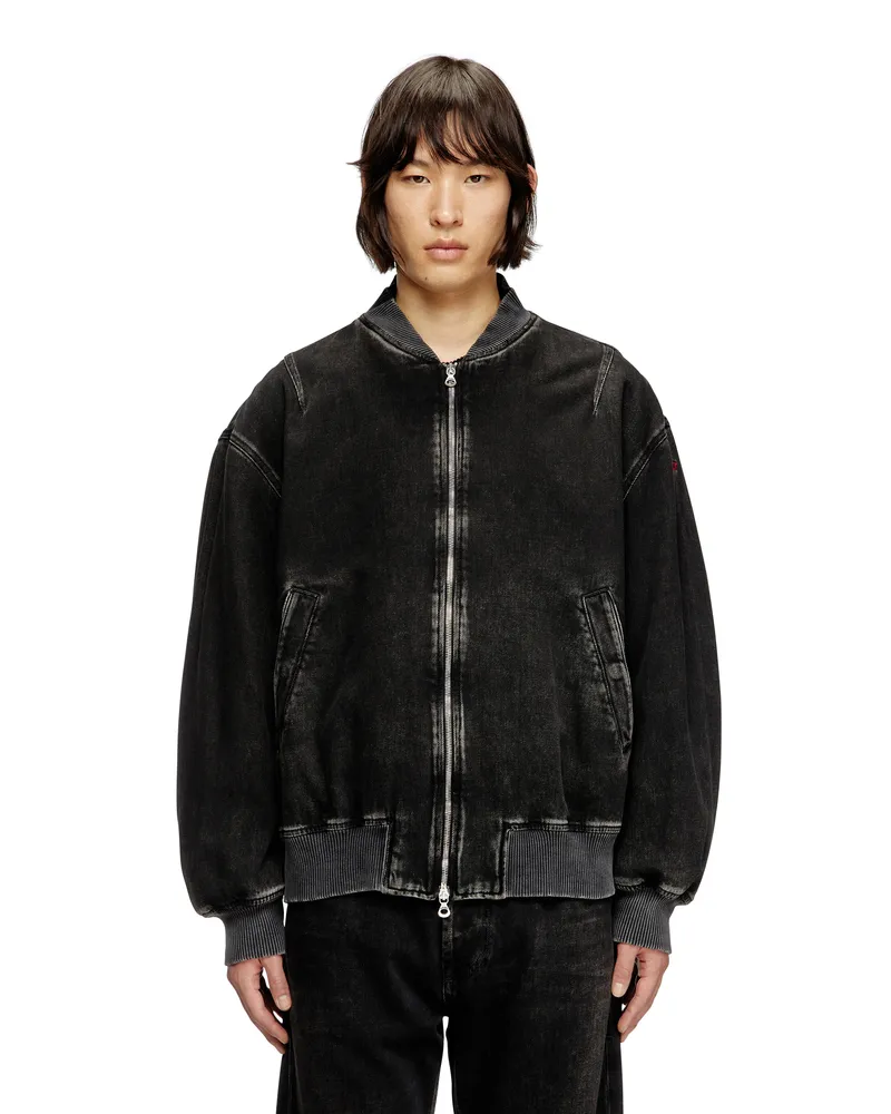 Diesel Bomberjacke aus Denim in cleaner Waschung - Denim jacken - Herren - Schwarz Schwarz