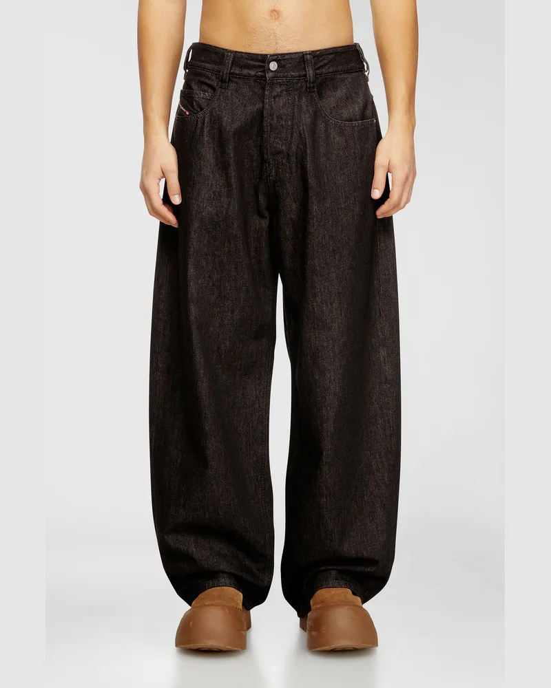 Diesel Relaxed Jeans Regular Waist 1997 D-Enim-M, Schwarz/Dunkelgrau, Knopfverschluss Schwarz