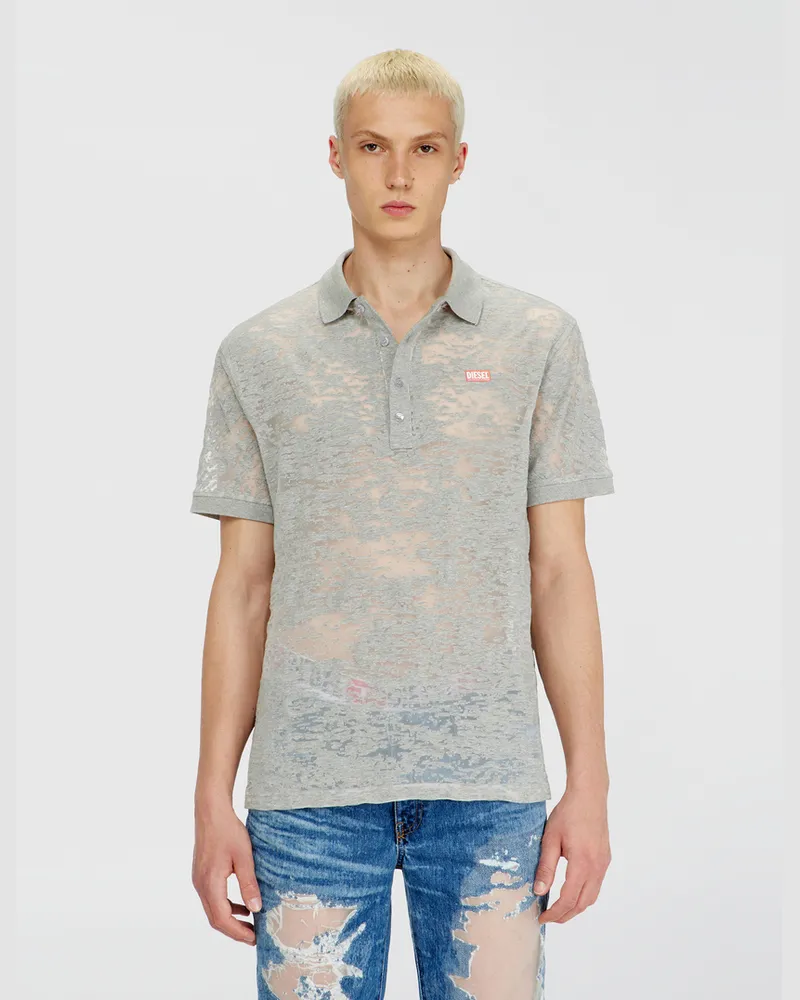 Diesel Poloshirt aus all-over devoré-Jersey - Polohemden - Herren - Grau Grau