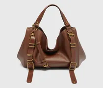 D-One-Medium Henkeltasche aus behandeltem Leder - Handtaschen - Unisex - Braun